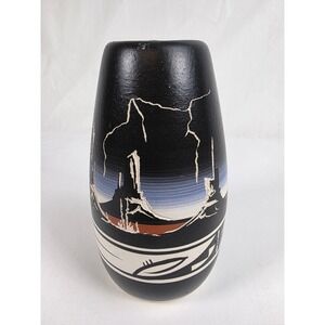 VINTAGE Ronda Dîne Native American Pottery ~6" Vase Signed Southwest Desert Art‎